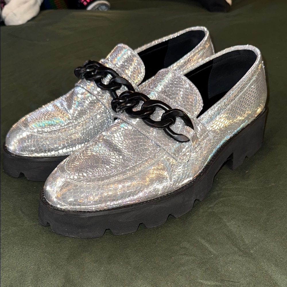 Metallic Silver ASOS Chains Loafers MEN 11